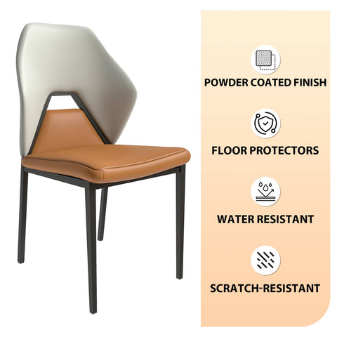 Eclat Collection Modern Upholstered Leather Dining Chair Set of 2