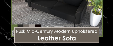 Rusk 3-Seater Leather Sofa with Stainless Steel Legs and Removable Cushions