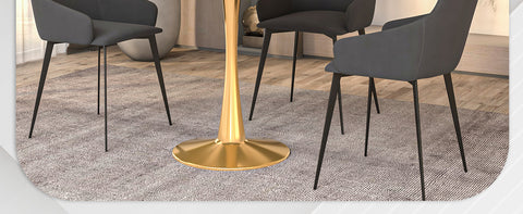 Bristol Round Dining Table with MDF/Sintered Stone Tabletop in Gold Steel