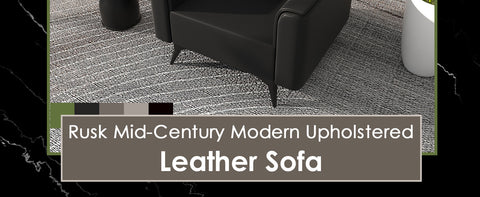 Rusk Leather Single-Seater Sofa with Stainless Steel Legs and Removable Cushions