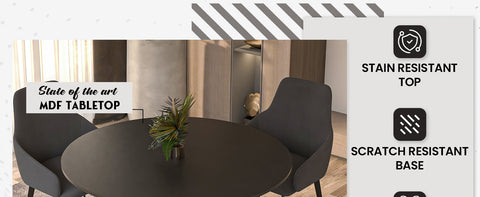 Bristol Round Dining Table with MDF/Sintered Stone Tabletop in Gold Steel