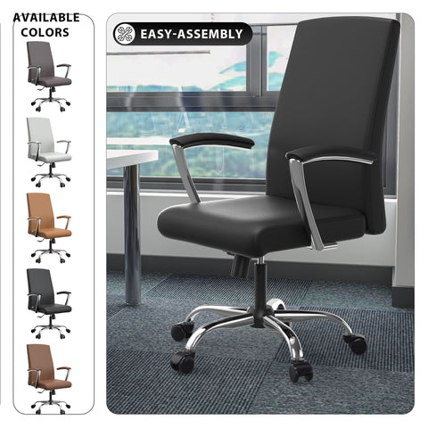 Evander Leather Office Chair With Aluminum Frame