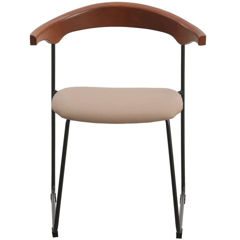 LeisureMod Lyra Modern Dining Chair in Upholstered Faux Leather with Beech Wood Back and Metal Legs