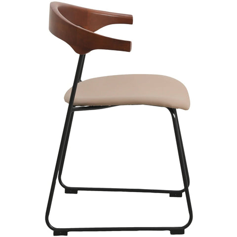 LeisureMod Lyra Modern Dining Chair in Upholstered Faux Leather with Beech Wood Back and Metal Legs