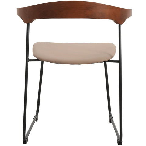 Lyra Leather Dining Chair with a Beech Wood Curved Back and Iron Legs