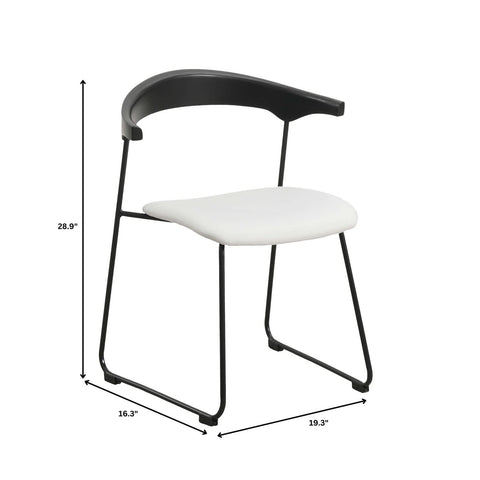 Lyra Leather Dining Chair with a Beech Wood Curved Back and Iron Legs