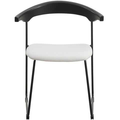 LeisureMod Lyra Modern Dining Chair in Upholstered Faux Leather with Beech Wood Back and Metal Legs