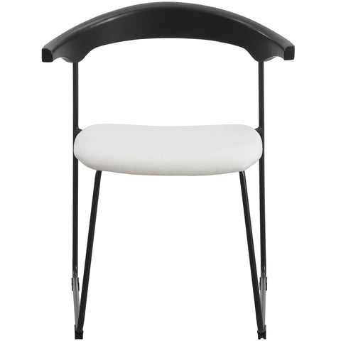 Lyra Leather Dining Chair with a Beech Wood Curved Back and Iron Legs