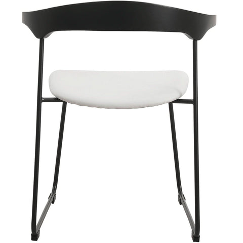 LeisureMod Lyra Modern Dining Chair in Upholstered Faux Leather with Beech Wood Back and Metal Legs