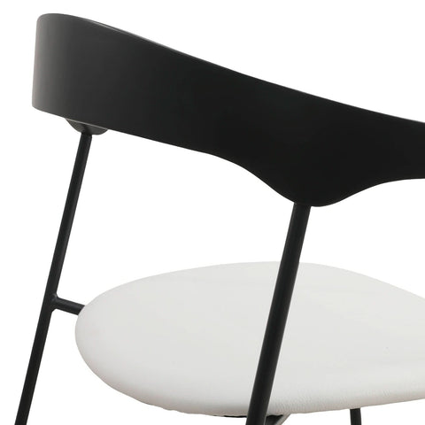 Lyra Leather Dining Chair with a Beech Wood Curved Back and Iron Legs