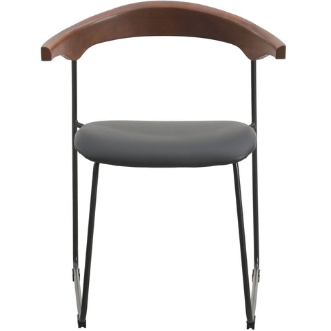 Lyra Leather Dining Chair with a Beech Wood Curved Back and Iron Legs