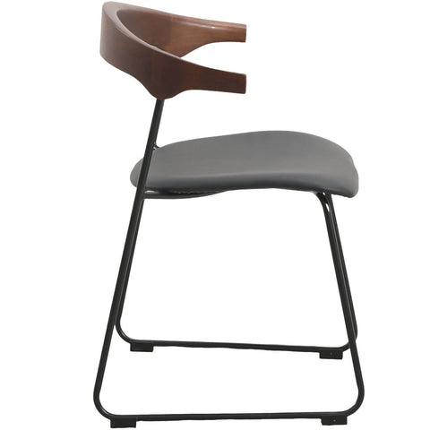 LeisureMod Lyra Modern Dining Chair in Upholstered Faux Leather with Beech Wood Back and Metal Legs