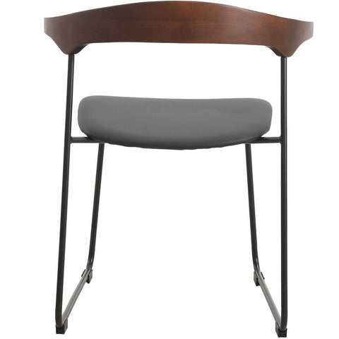 LeisureMod Lyra Modern Dining Chair in Upholstered Faux Leather with Beech Wood Back and Metal Legs