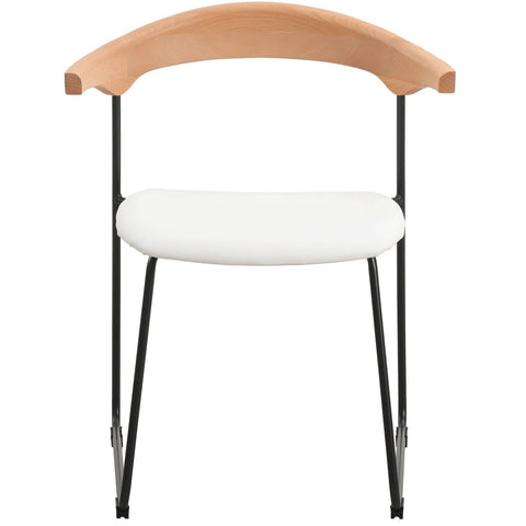 LeisureMod Lyra Modern Dining Chair in Upholstered Faux Leather with Beech Wood Back and Metal Legs