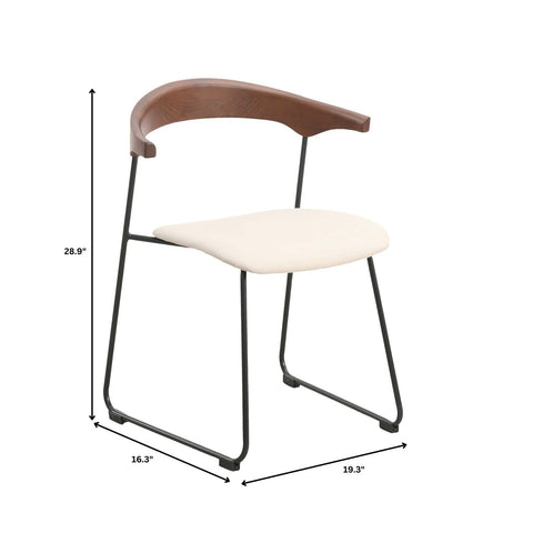 LeisureMod Lyra Modern Dining Chair in Upholstered Faux Leather with Beech Wood Back and Metal Legs