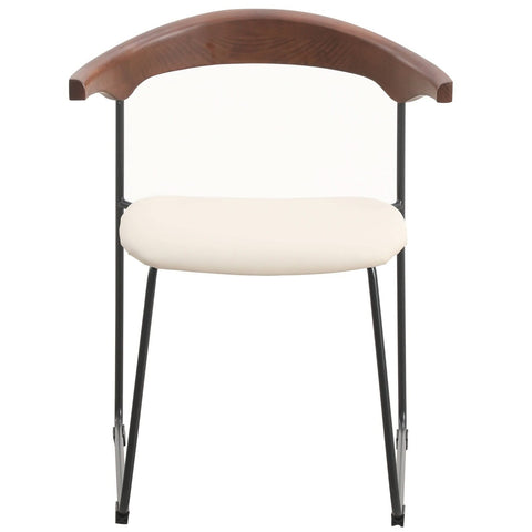 LeisureMod Lyra Modern Dining Chair in Upholstered Faux Leather with Beech Wood Back and Metal Legs