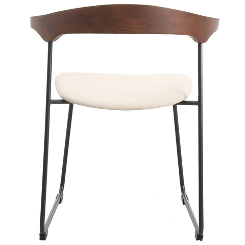 LeisureMod Lyra Modern Dining Chair in Upholstered Faux Leather with Beech Wood Back and Metal Legs