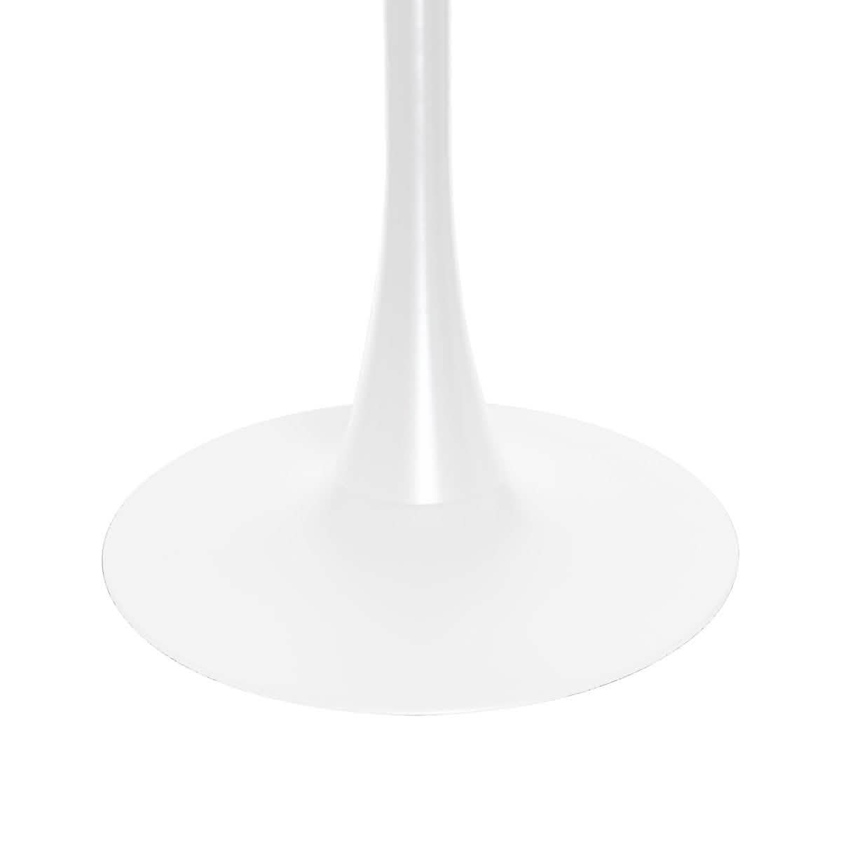 LeisureMod 5 - Piece Dining Set Round White MDF Table and 4 Acrylic Chairs with White Base
