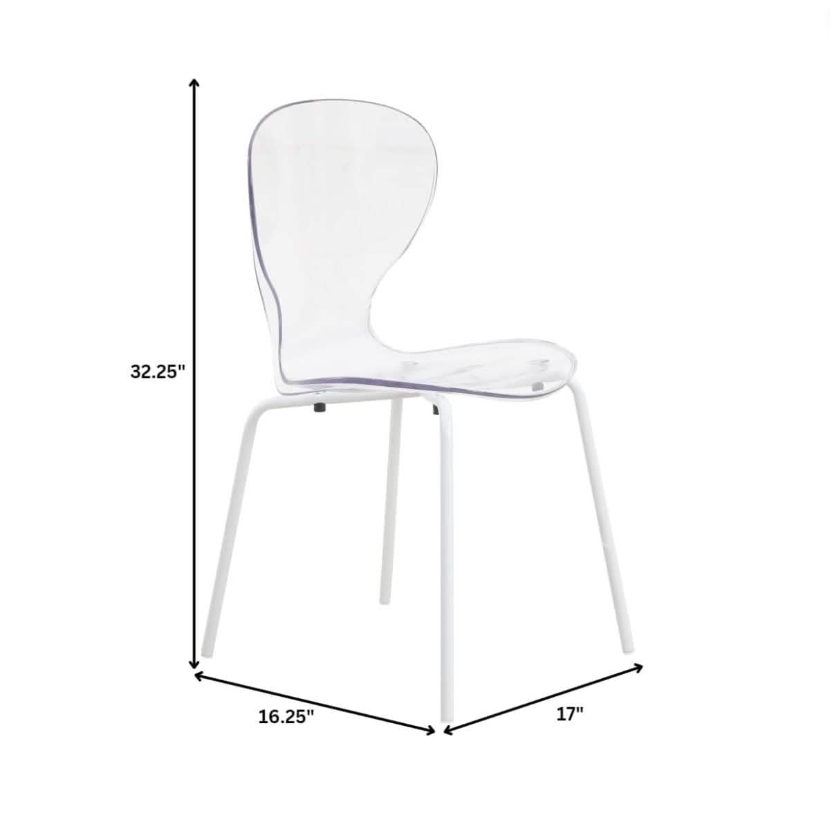 LeisureMod 5 - Piece Dining Set Round White MDF Table and 4 Acrylic Chairs with White Base