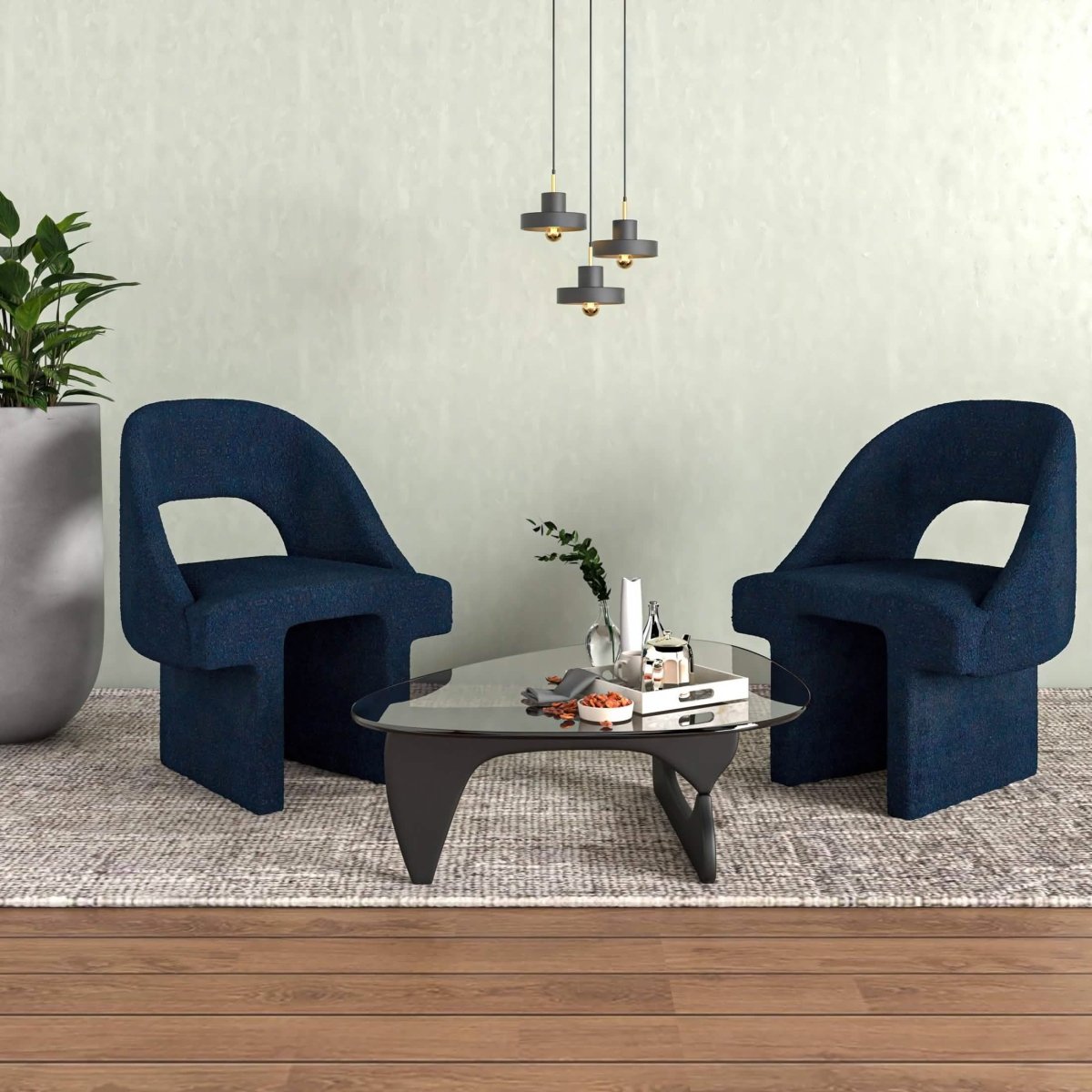 Quell Boucle Accent Chair Curved Open Back Design and Manufactured Wood Frame Accent Chair Leisuremod