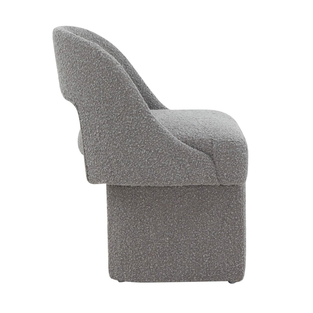 Quell Boucle Accent Chair Curved Open Back Design and Manufactured Wood Frame Grey Accent Chair Leisuremod