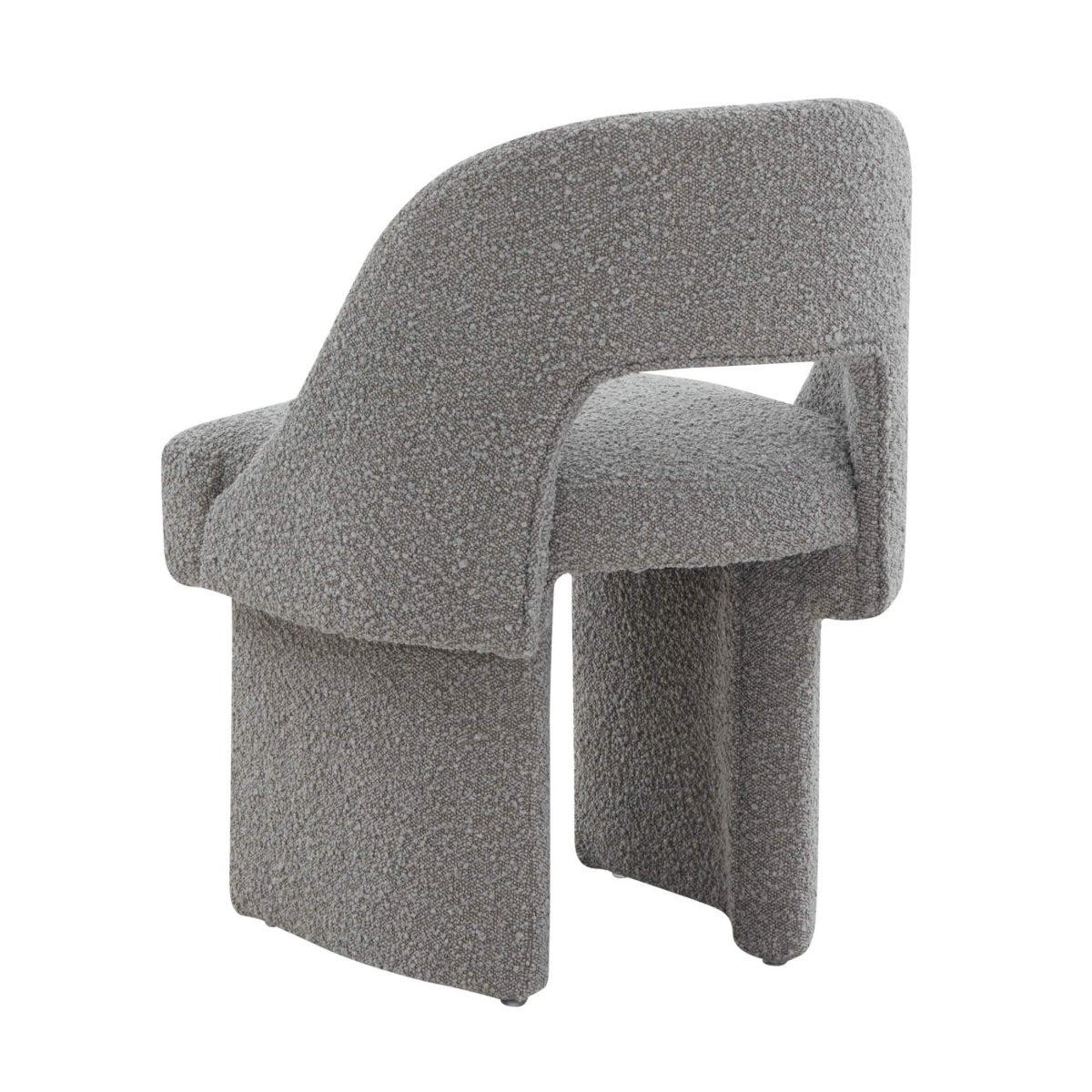 Quell Boucle Accent Chair Curved Open Back Design and Manufactured Wood Frame Grey Accent Chair Leisuremod