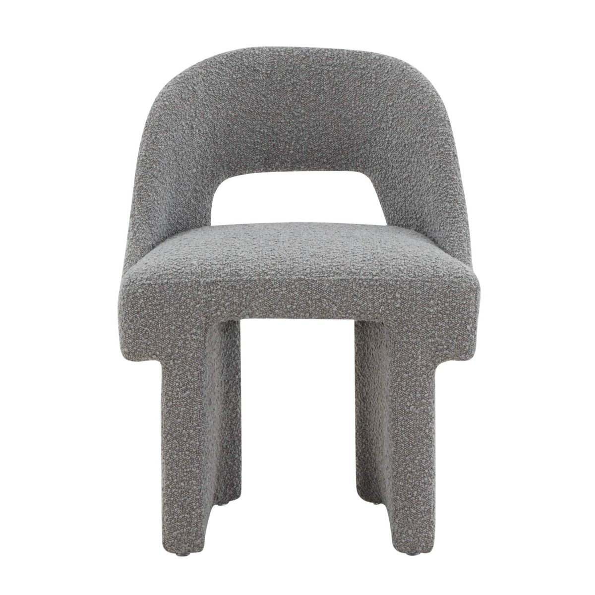 Quell Boucle Accent Chair Curved Open Back Design and Manufactured Wood Frame Grey Accent Chair Leisuremod