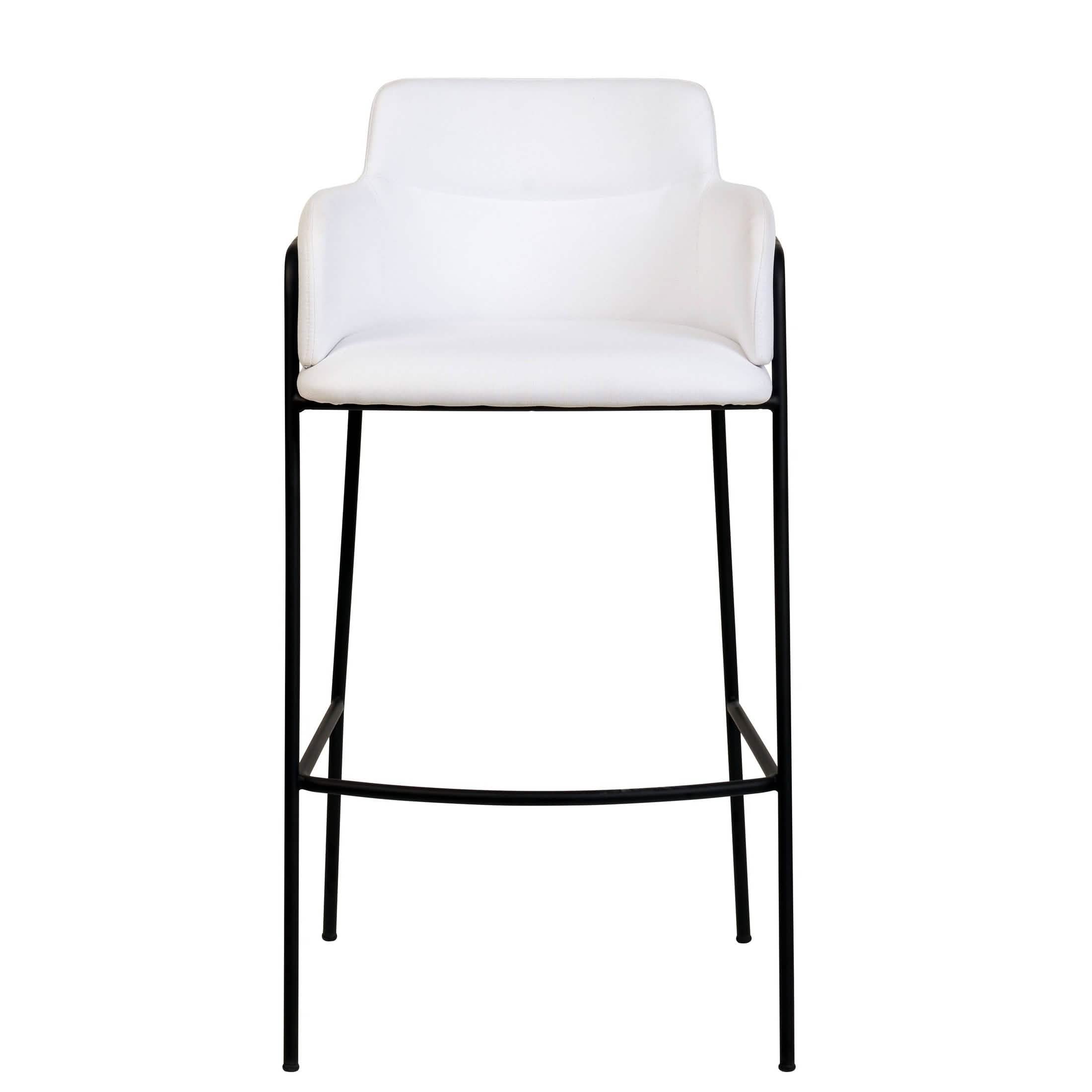Axis 40" Bar Stool with Ergonomic Design, Powder-Coated Base, and Footrest in Black/Gold Velvet Black Black Bar Stools Leisuremod