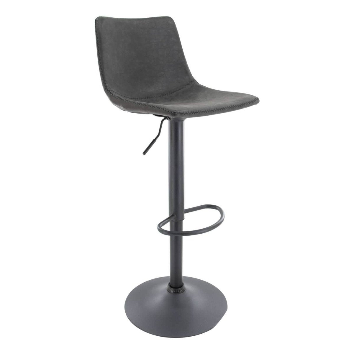Tilbury Modern Adjustable Bar Stool with Footrest and 360-Degree Swivel Charcoal Black Bar Stools Leisuremod