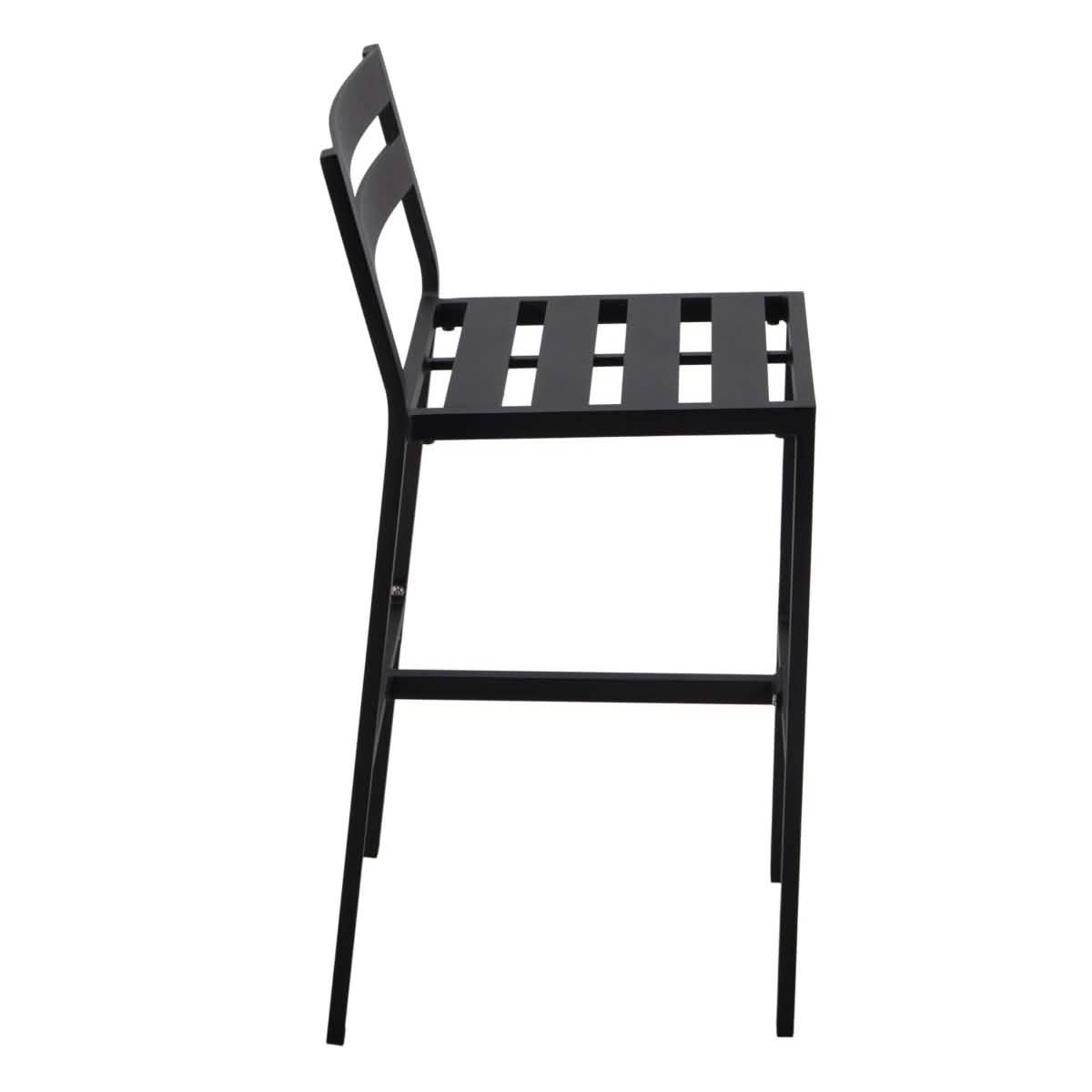 Chelsea Modern Patio Bar Chair in Powder-Coated Aluminum with Removable Cushion Charcoal Bar Stools Leisuremod