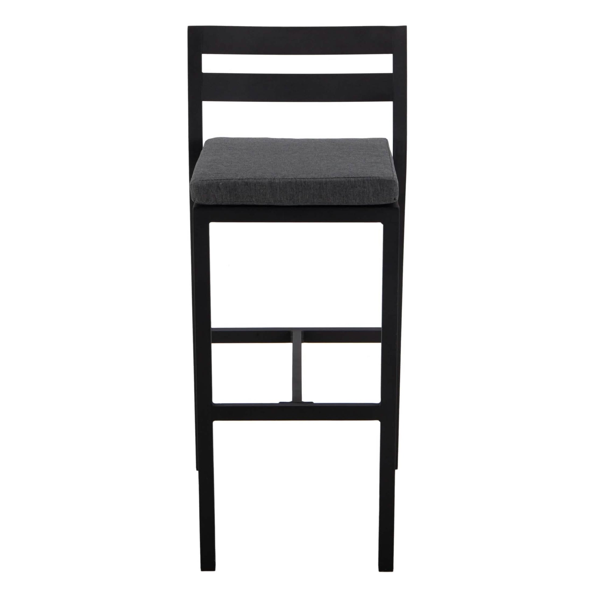 Chelsea Modern Patio Bar Chair in Powder-Coated Aluminum with Removable Cushion Charcoal Bar Stools Leisuremod