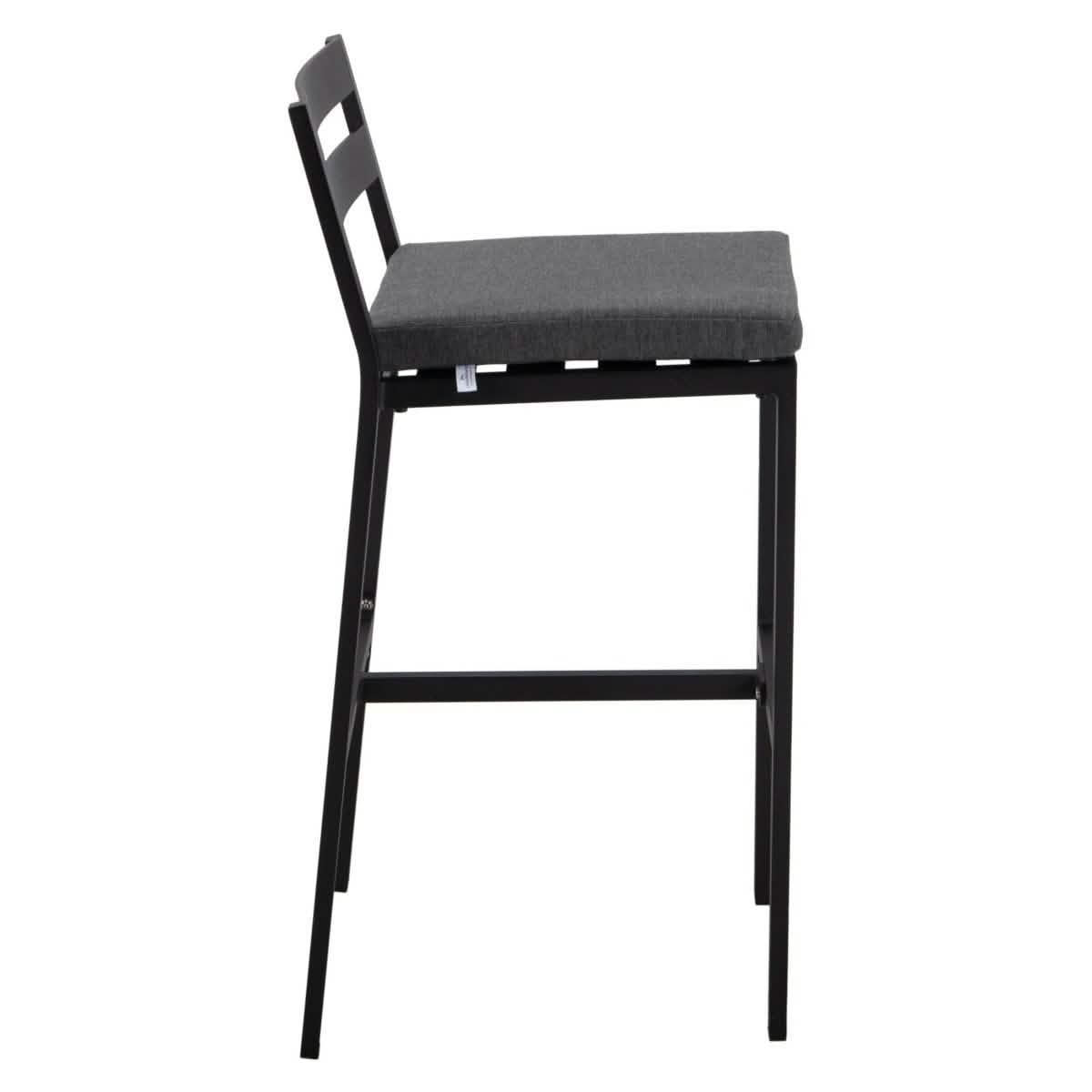 Chelsea Modern Patio Bar Chair in Powder-Coated Aluminum with Removable Cushion Charcoal Bar Stools Leisuremod