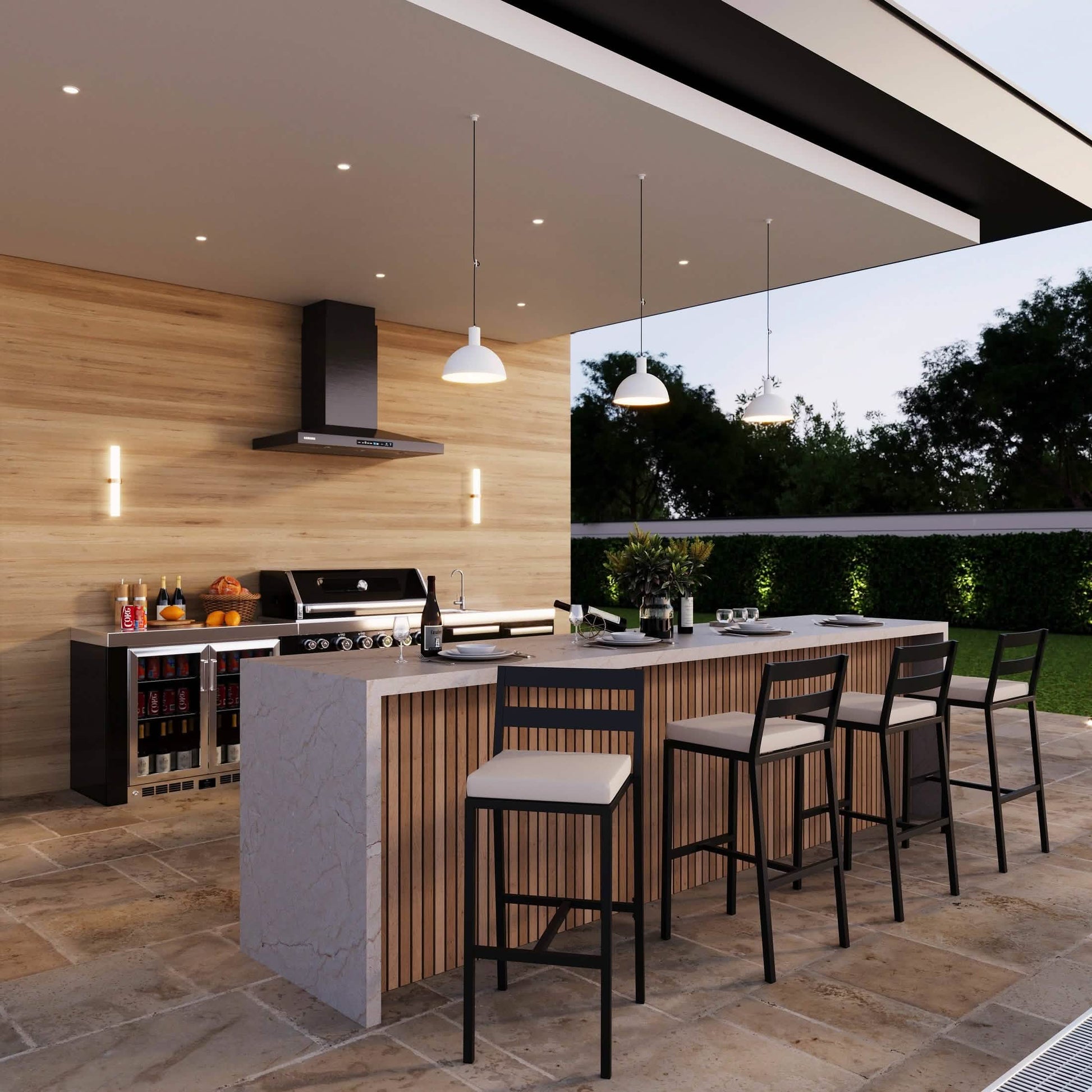 Chelsea Modern Patio Bar Chair in Powder-Coated Aluminum with Removable Cushion Beige Bar Stools Leisuremod