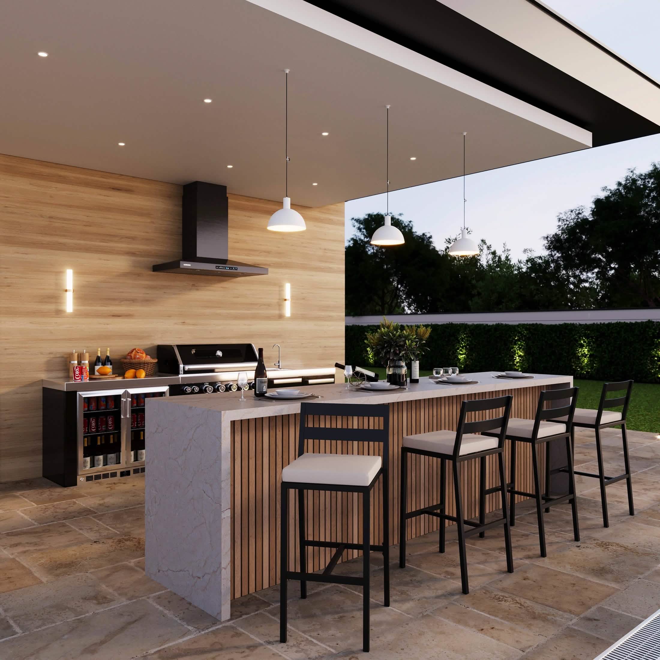 Chelsea Modern Patio Bar Chair in Powder-Coated Aluminum with Removable Cushion Beige Bar Stools Leisuremod