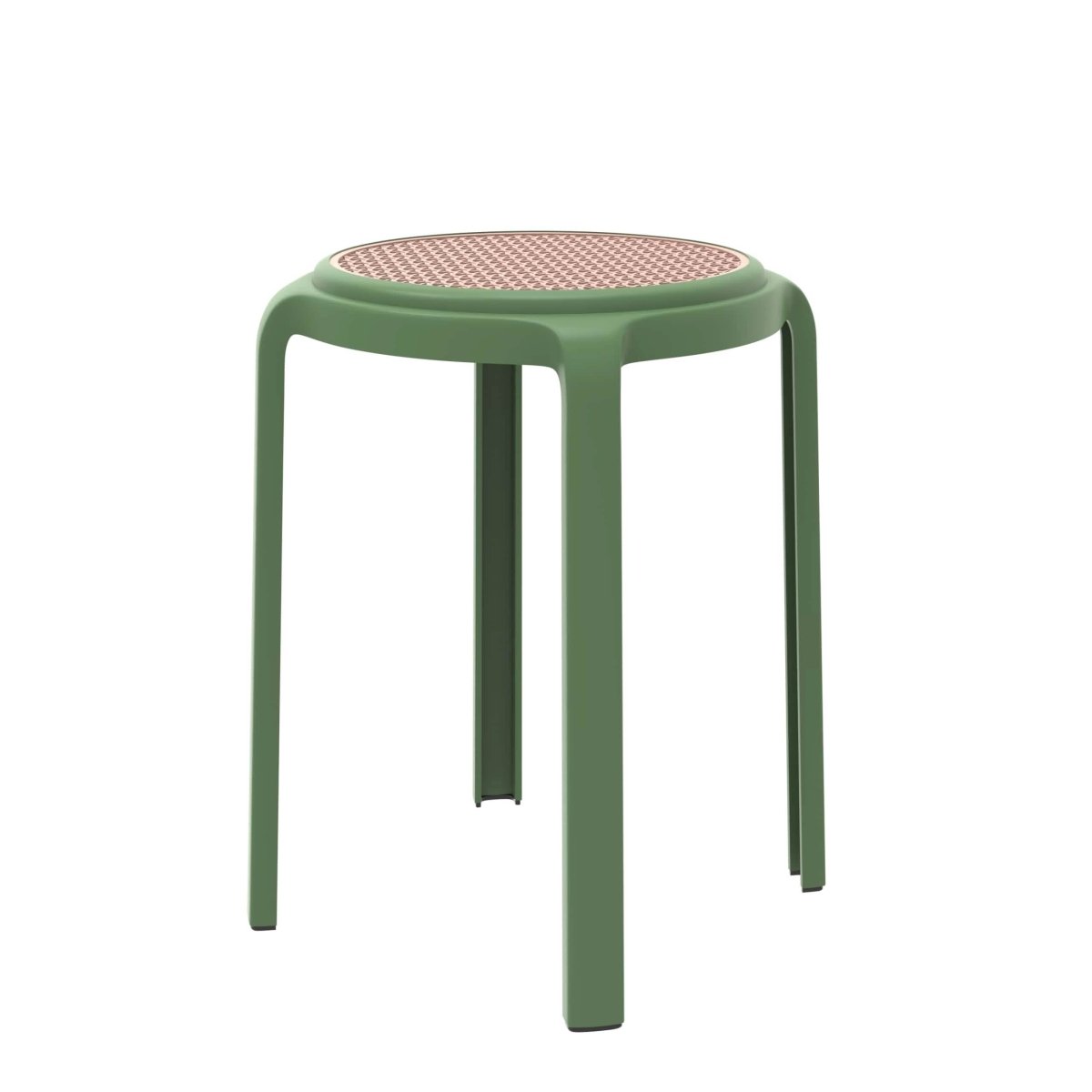 Tresse Mid-Century Modern Stackable Round Plastic Dining Stool for Kitchen and Dining Room Green Bar Stools Leisuremod