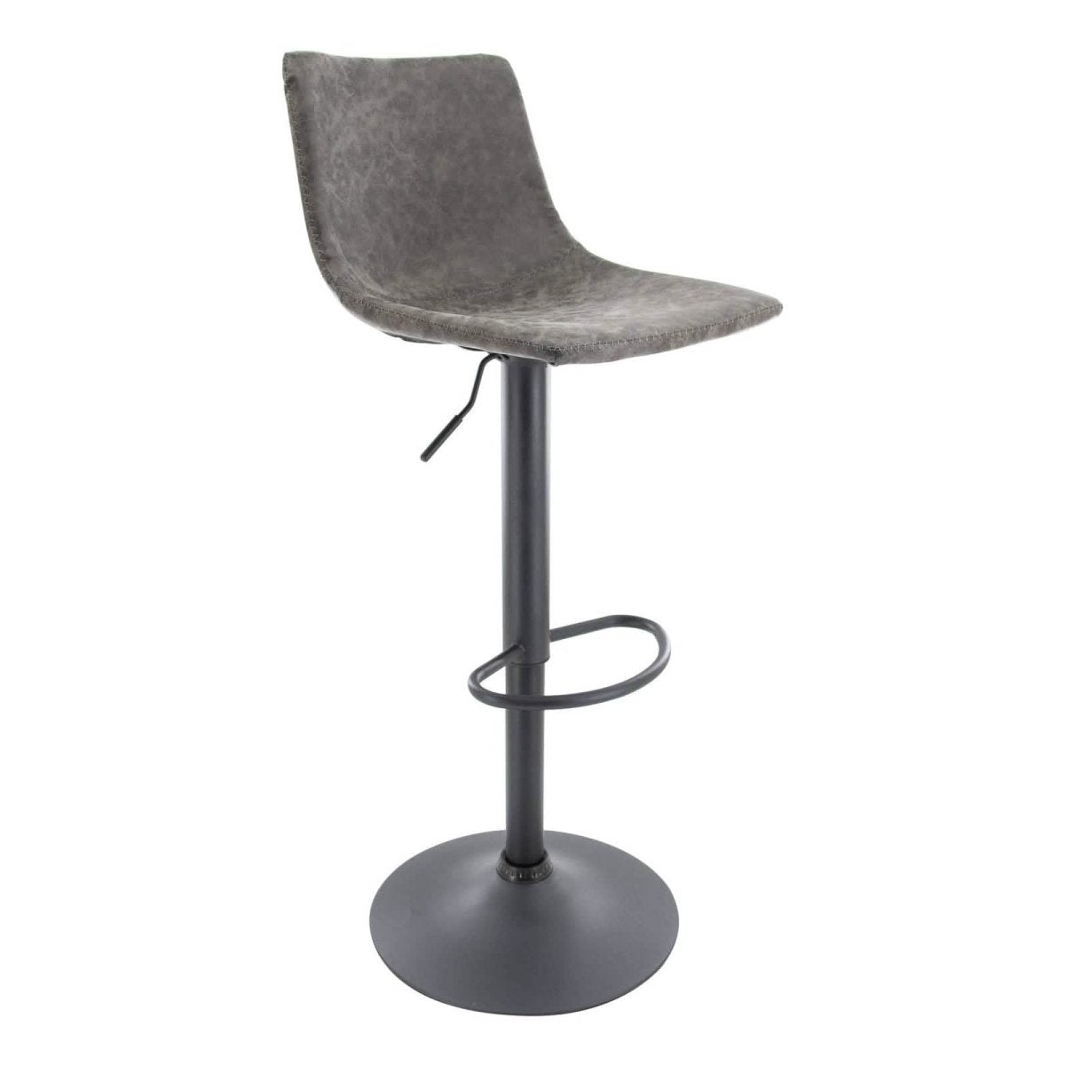 Tilbury Modern Adjustable Bar Stool with Footrest and 360-Degree Swivel Grey Bar Stools Leisuremod