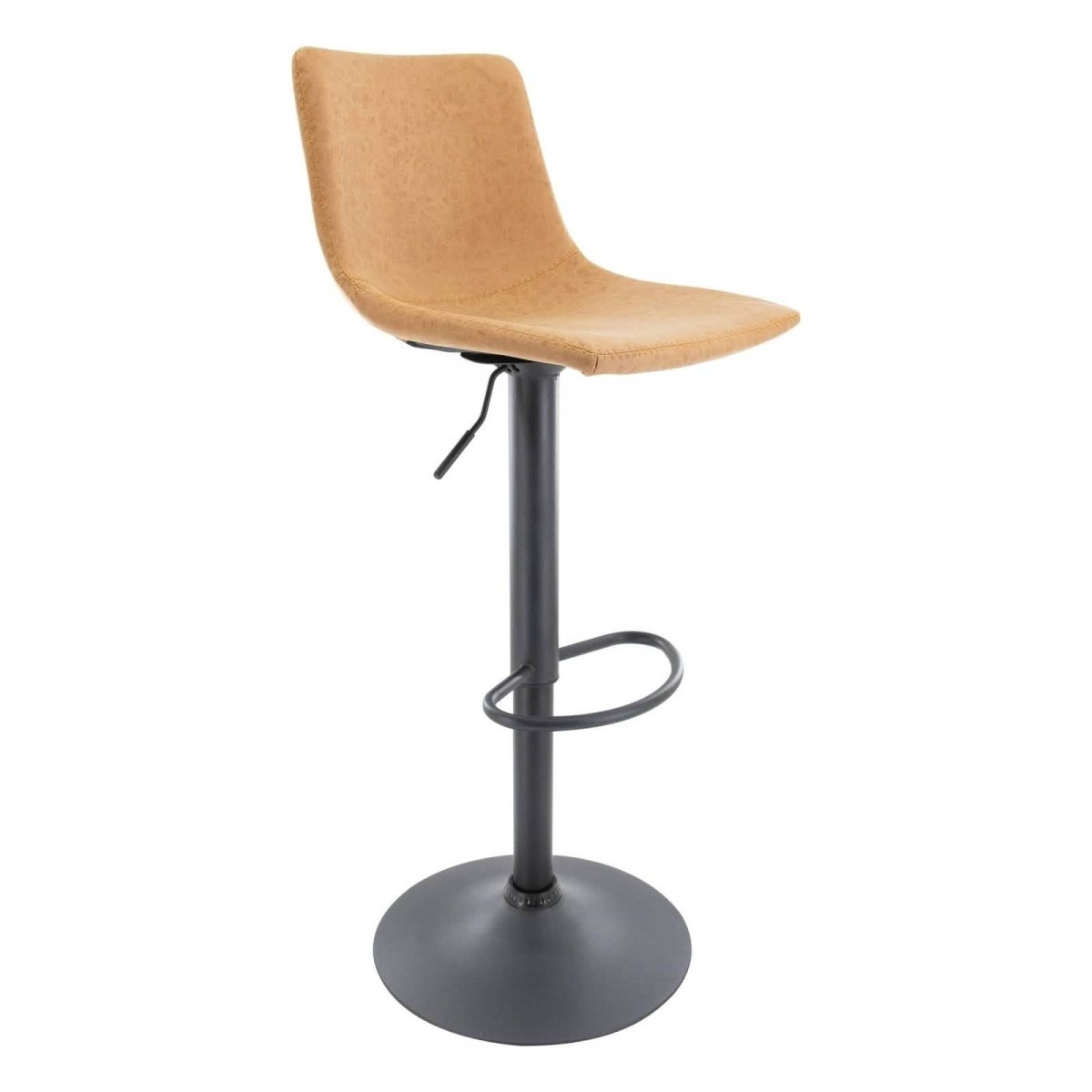 Tilbury Modern Adjustable Bar Stool with Footrest and 360-Degree Swivel Light Brown Bar Stools Leisuremod
