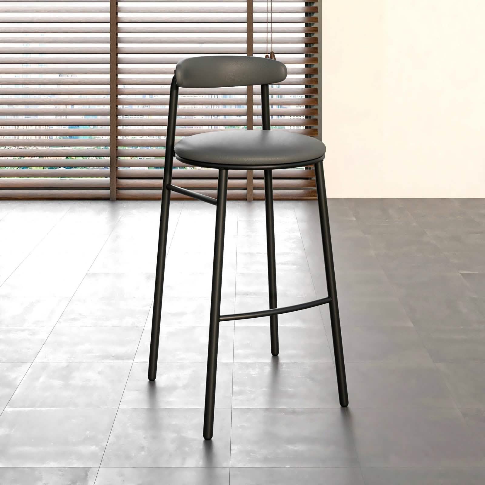 Leisuremod Bar Stools Lume Series Modern Bar Stool Upholstered in Leather for Dining Room and Kitchen