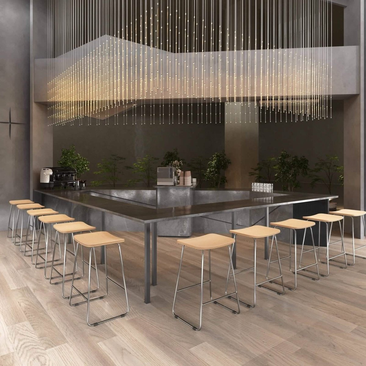 Melrose Modern Wood Counter Stool With Chrome Frame Natural Wood Bar Stools Leisuremod