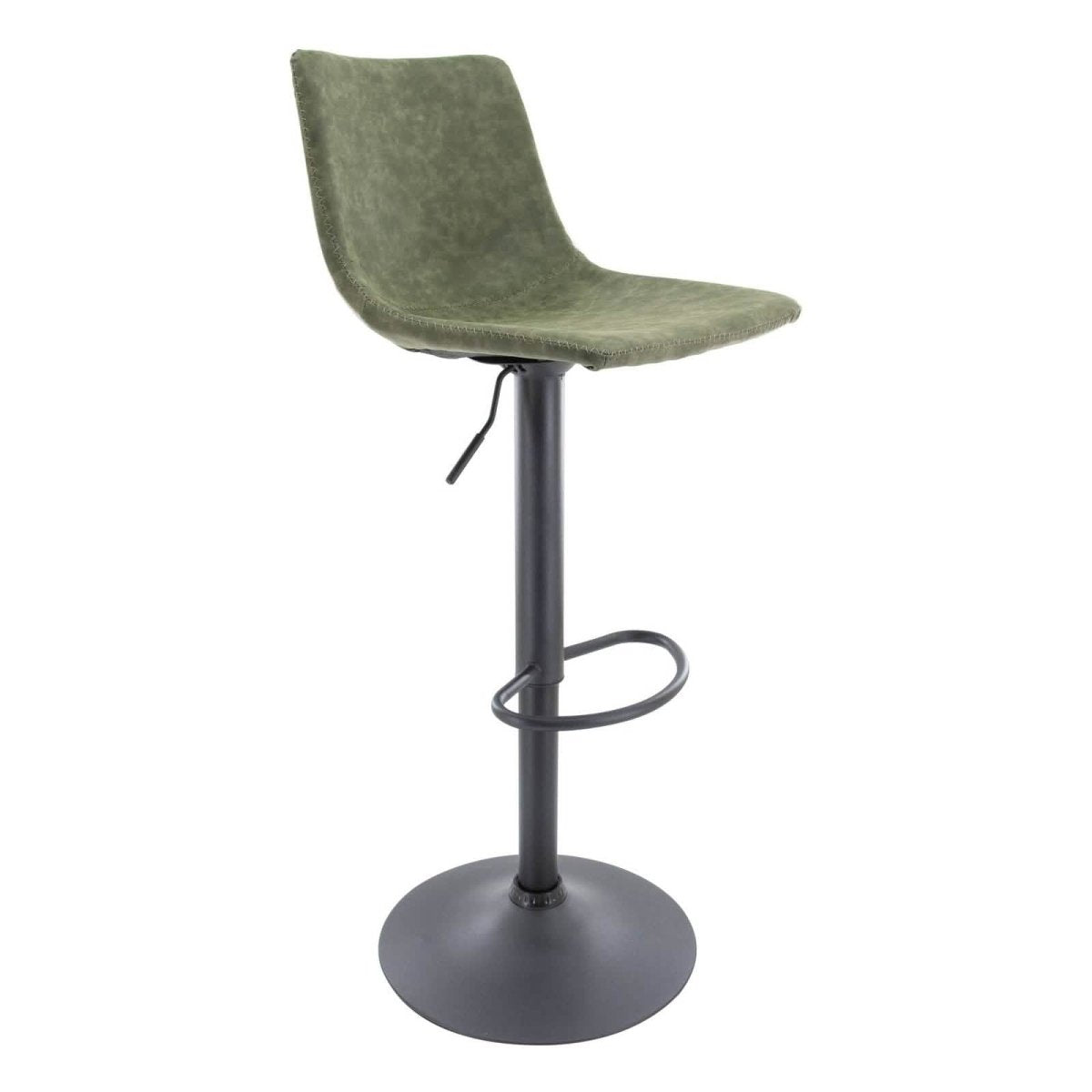 Tilbury Modern Adjustable Bar Stool with Footrest and 360-Degree Swivel Olive Green Bar Stools Leisuremod