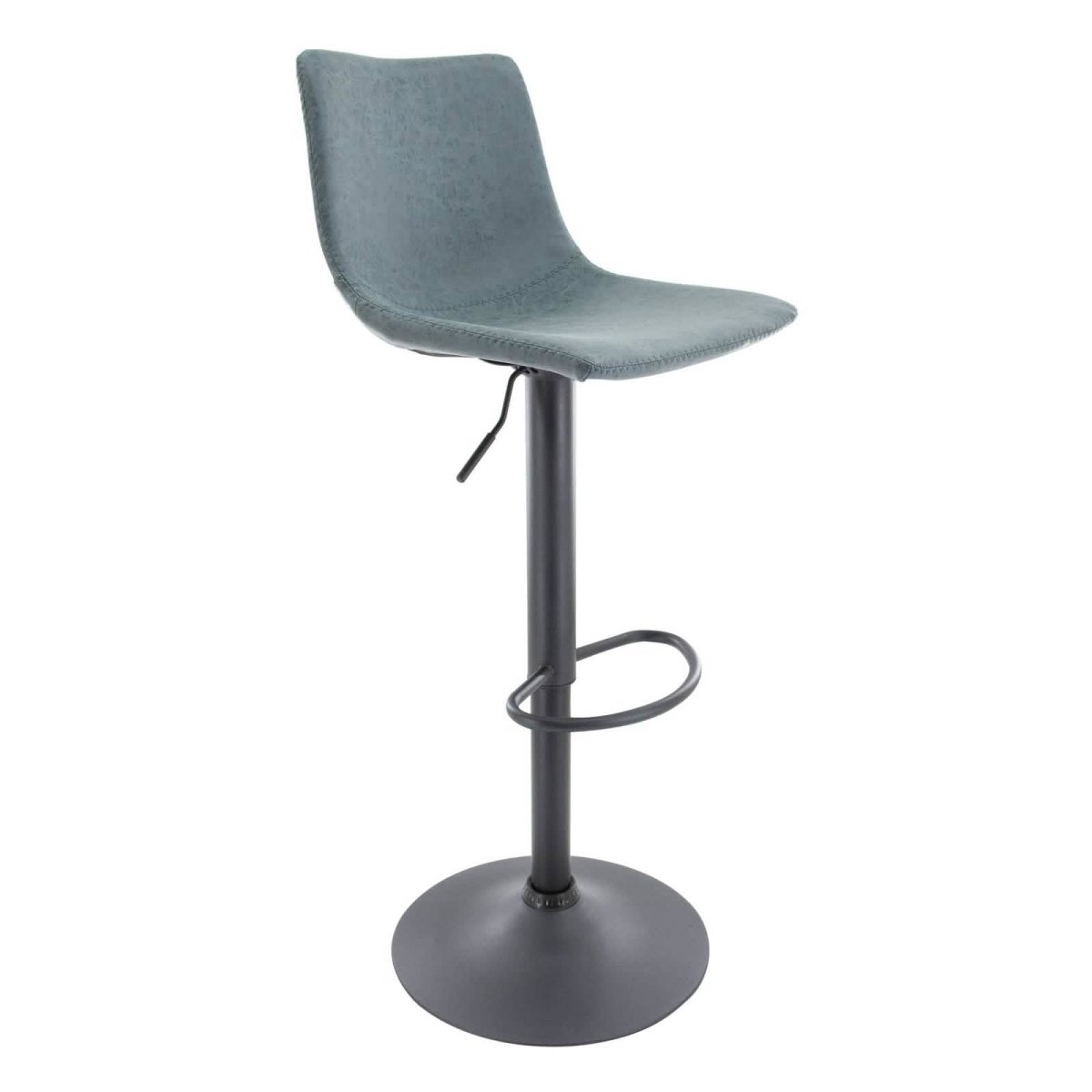 Tilbury Modern Adjustable Bar Stool with Footrest and 360-Degree Swivel Peacock Blue Bar Stools Leisuremod