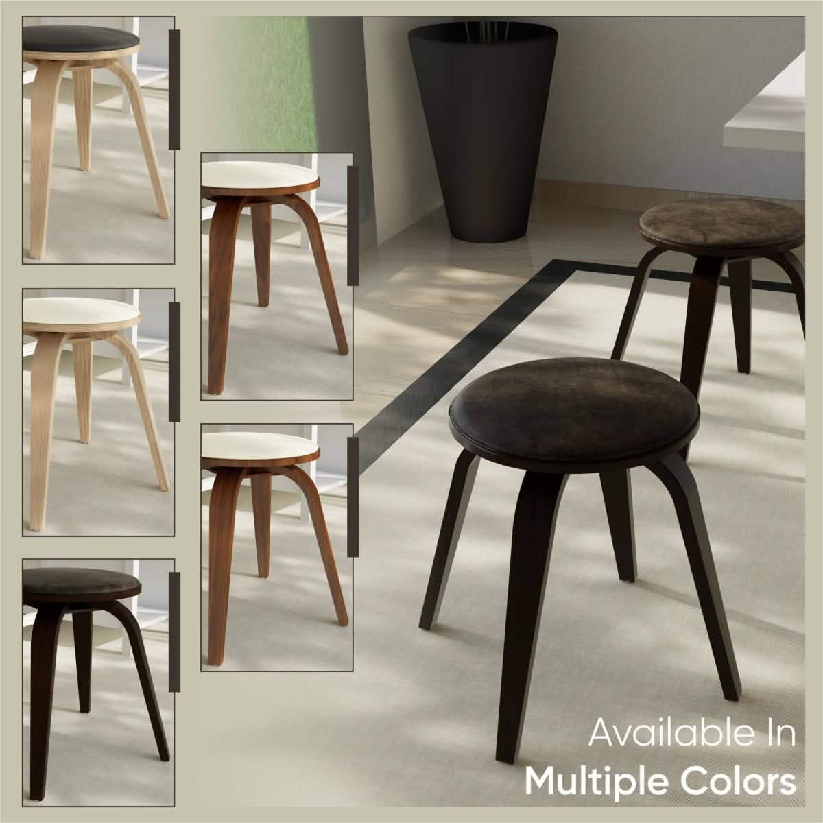 Pelya Mordern Wooden Dining Stool With Walnut Color Frame Dark Walnut Brown Bar Stools Leisuremod