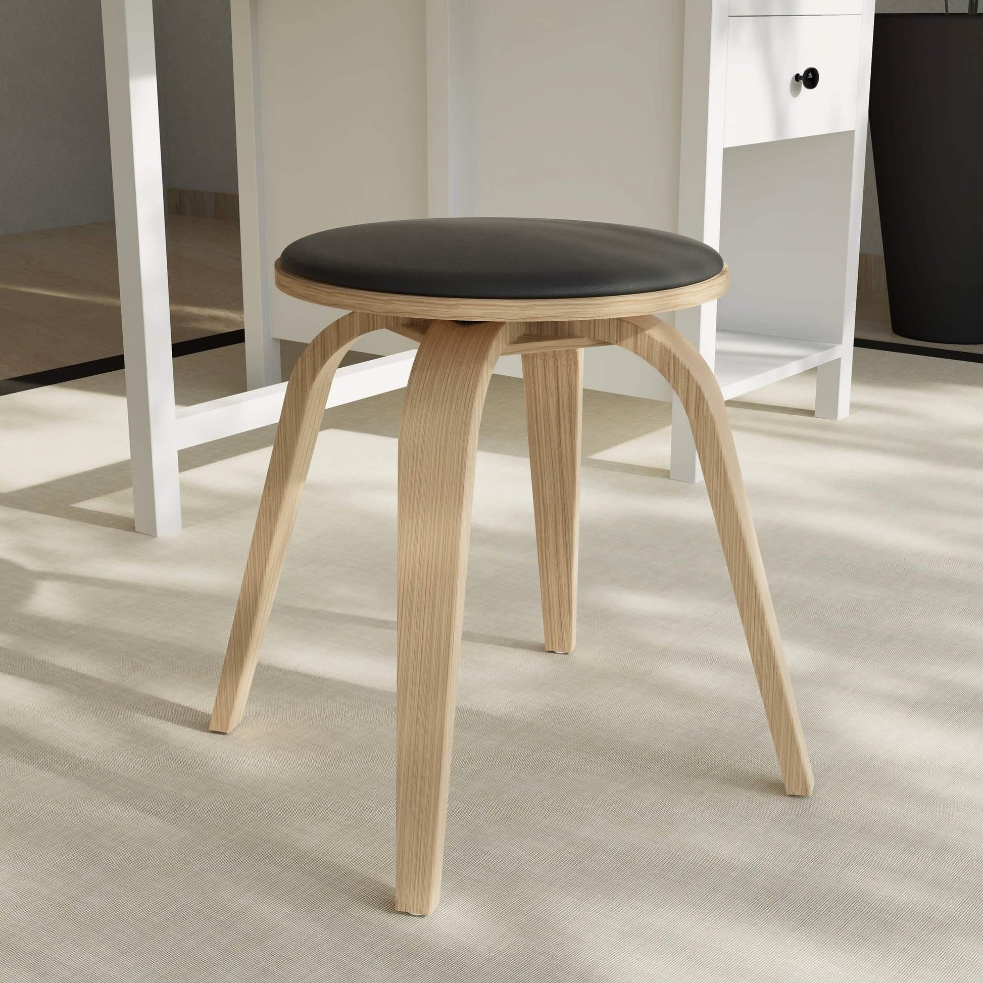 Pelya Mordern Wooden Dining Stool With Walnut Color Frame Washed Walnut Black Bar Stools Leisuremod