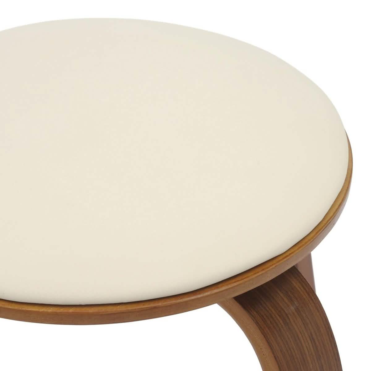 Pelya Mordern Wooden Dining Stool With Walnut Color Frame Walnut Light Cream Bar Stools Leisuremod