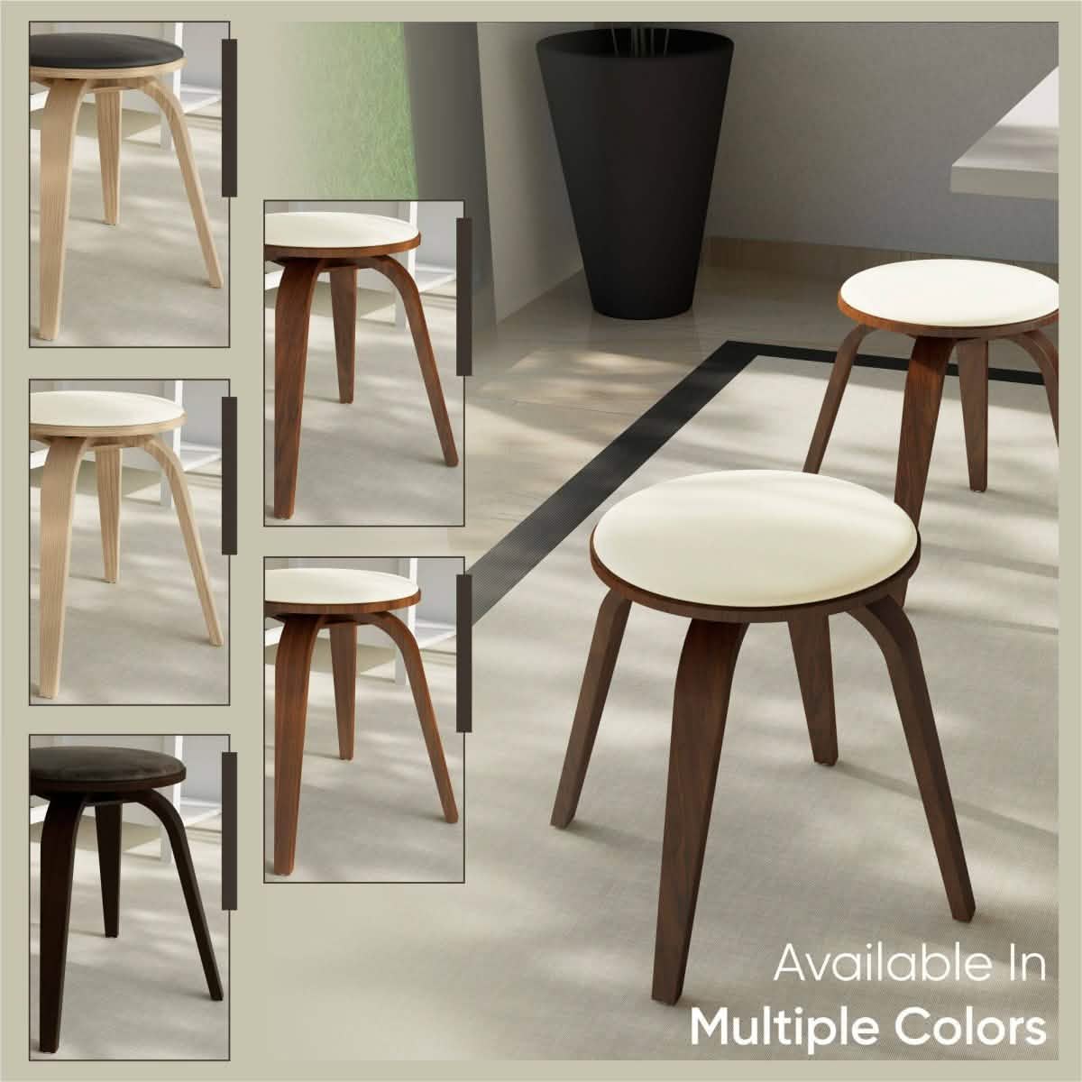 Pelya Mordern Wooden Dining Stool With Walnut Color Frame Walnut Light Cream Bar Stools Leisuremod