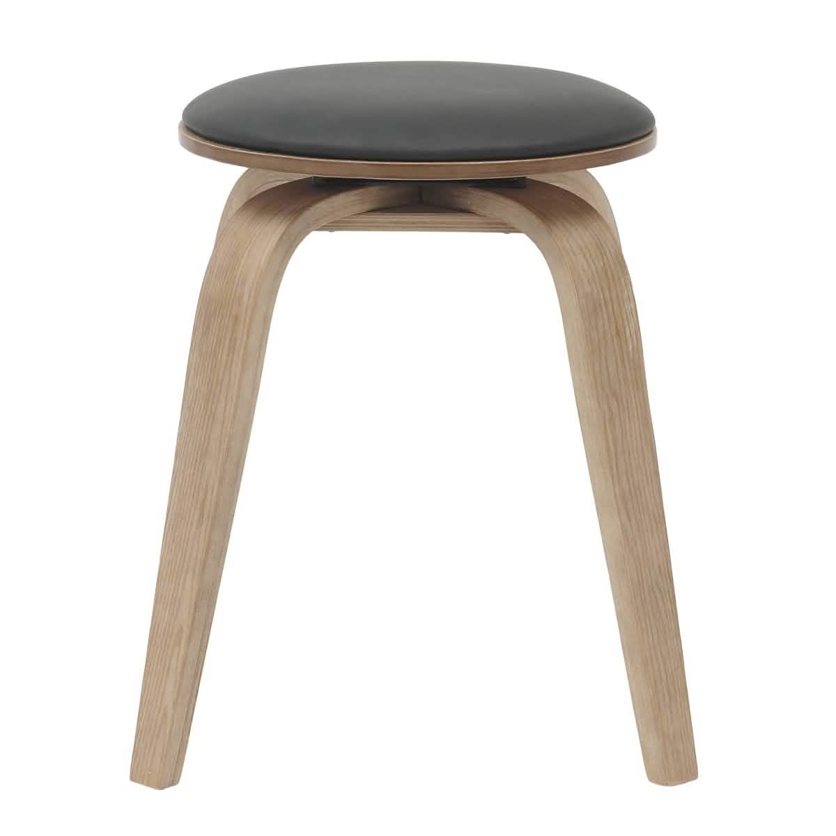 Pelya Mordern Wooden Dining Stool With Walnut Color Frame Washed Walnut Black Bar Stools Leisuremod
