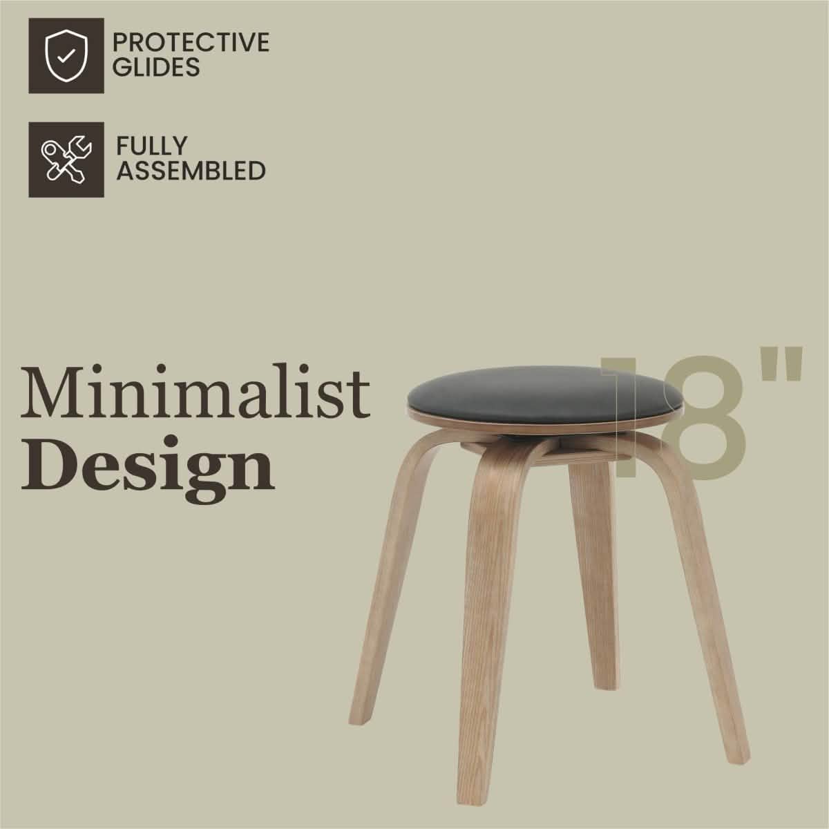 Pelya Mordern Wooden Dining Stool With Walnut Color Frame Washed Walnut Black Bar Stools Leisuremod