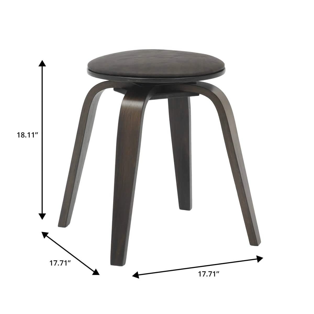 Pelya Mordern Wooden Dining Stool With Walnut Color Frame Dark Walnut Brown Bar Stools Leisuremod