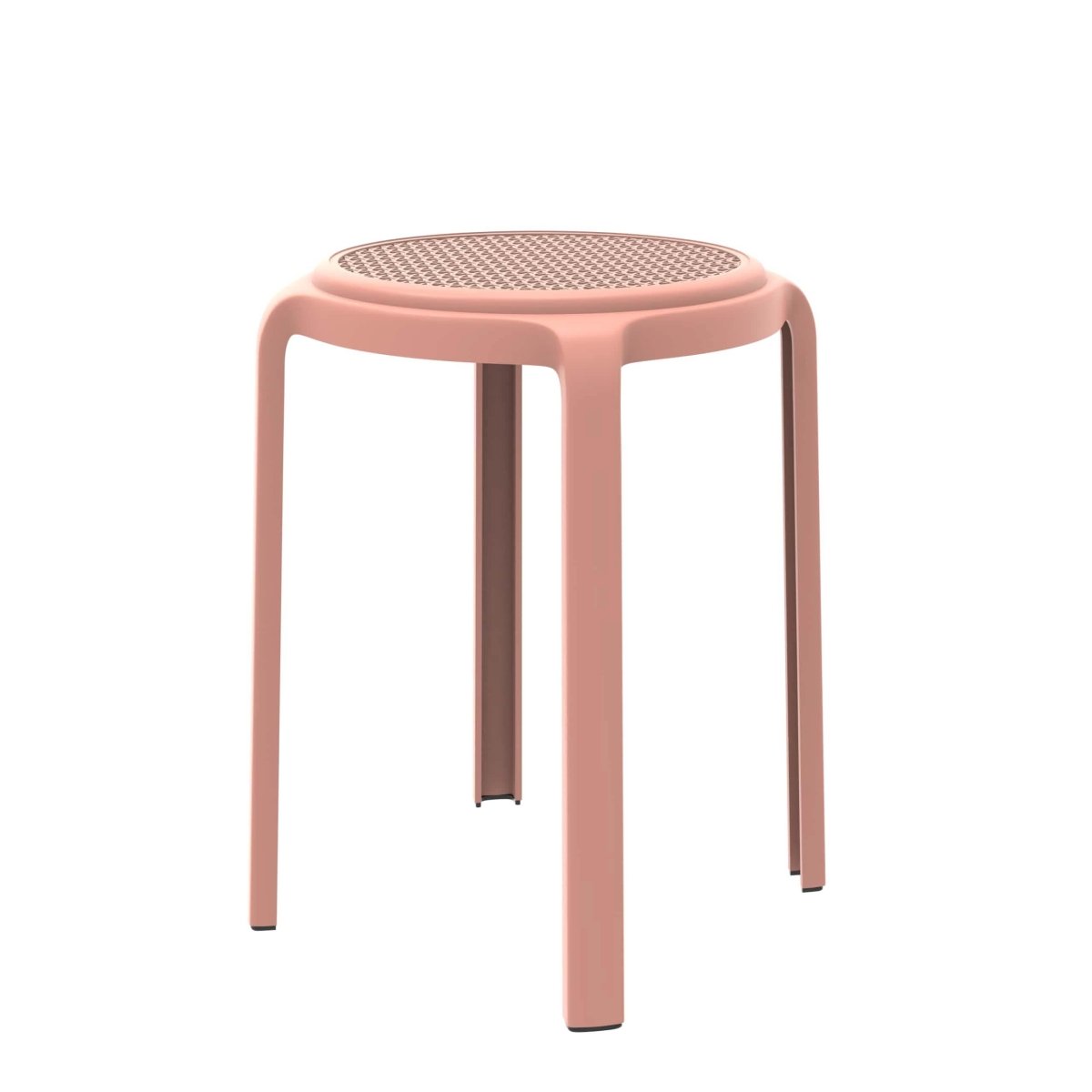 Tresse Mid-Century Modern Stackable Round Plastic Dining Stool for Kitchen and Dining Room Pink Bar Stools Leisuremod