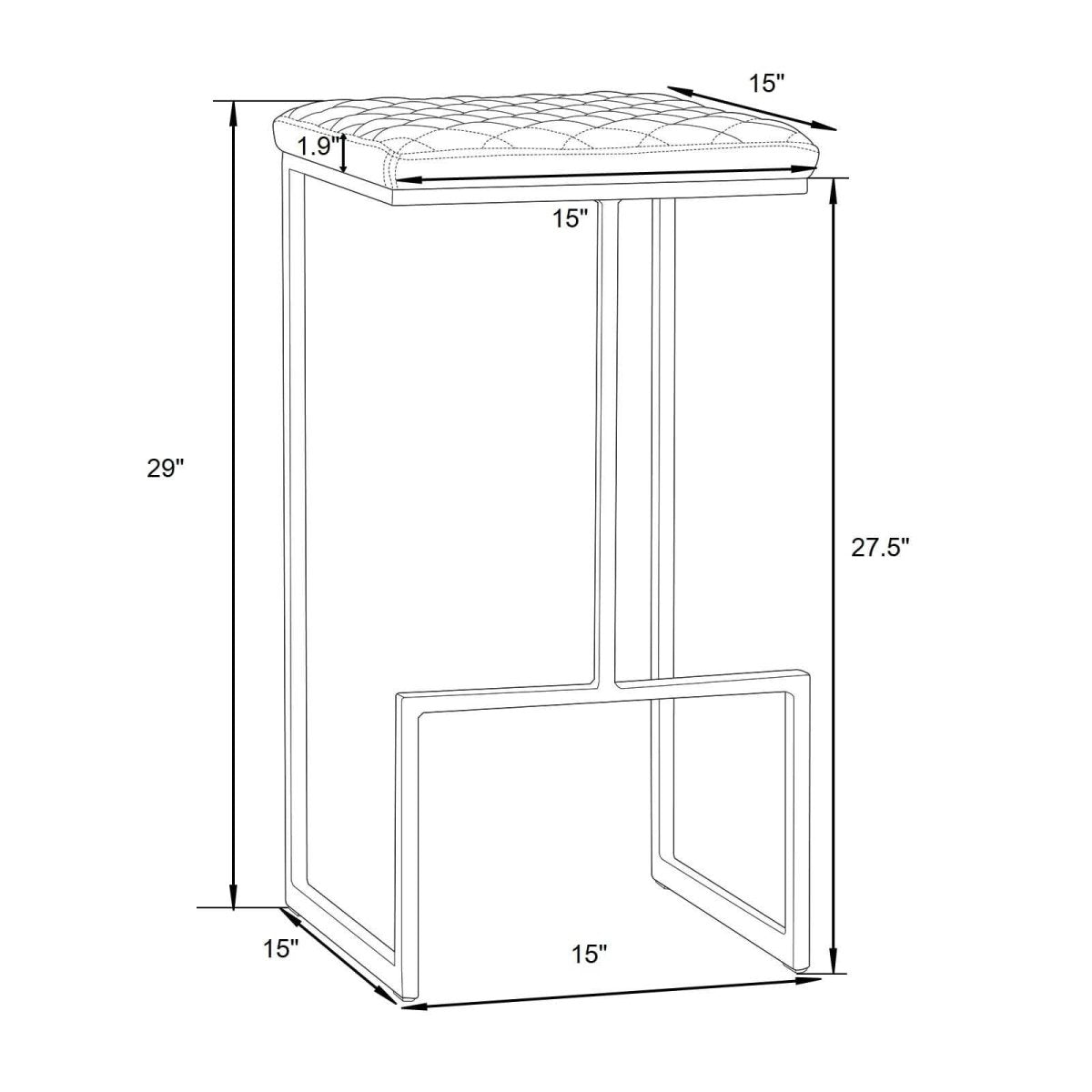 Quincy Quilted Stitched Leather Bar Stools With Gold/Black Metal Frame Gold Peacock Blue Bar Stools Leisuremod